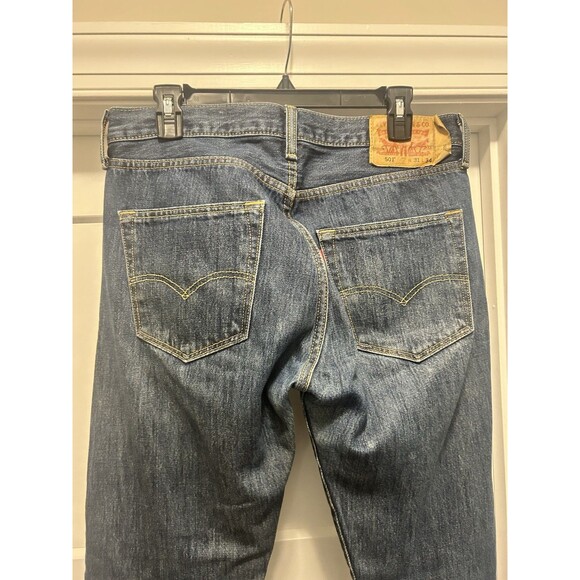 Levi Strauss Denim Jeans 31 x 34 Mens 31x34 Straight Leg Button Fly Cotton - Picture 7 of 8